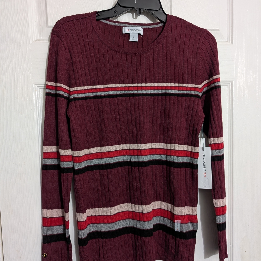 Liz Claiborne Multicolor Striped Knit Top